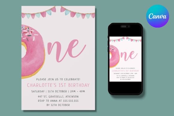 Celebrate in Style: Sweet One Donut 1st Birthday Invitation