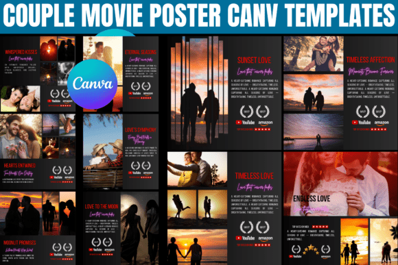 Create a Cinematic Gift with Couple Movie Poster Canva Templates