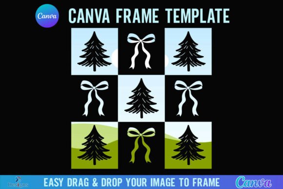 Get Festive Fast with a Checkered Christmas Tree Bow Canva Frame