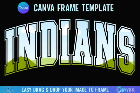 Indians Canva Frame Varsity Sport Mascot: Bold Design for Team Spirit