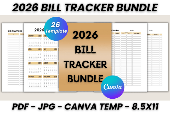Master Your Finances with the 2026 Bill Tracker Bundle Canva Template