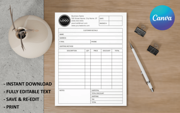 Professional Invoice Business Sales Form Receipt Template