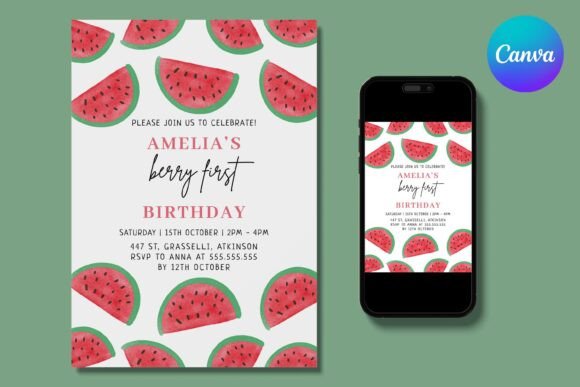 Red Watermelon 1st Birthday Invitation: Sweet Design for a Big Day