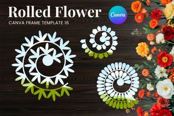 Rolled Paper Flower Canva Frame_16: Your Go-To for Layered Designs